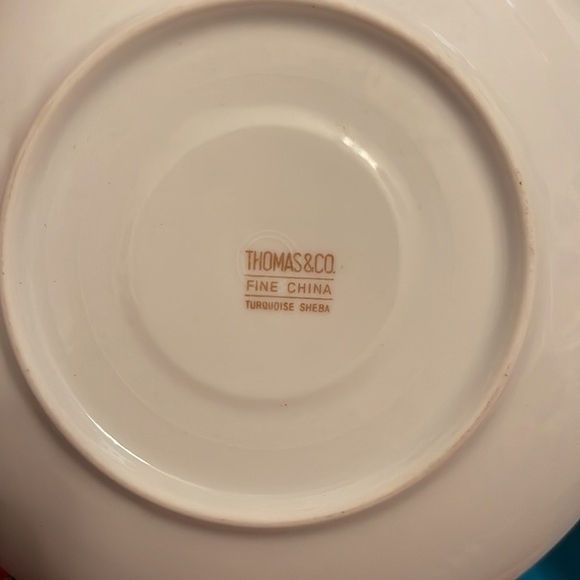 Set of 4 Vintage Thomas & Co. Fine China Turquoise Sheba Tea Cup and Saucer - Picture 5 of 5